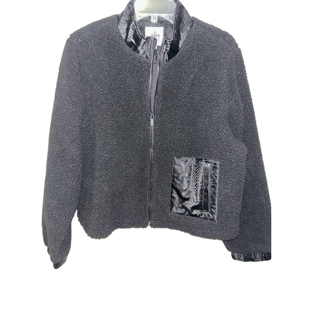 NWT Juicy Couture Cropped Black Teddy Fleece Sherpa Jacket XXL